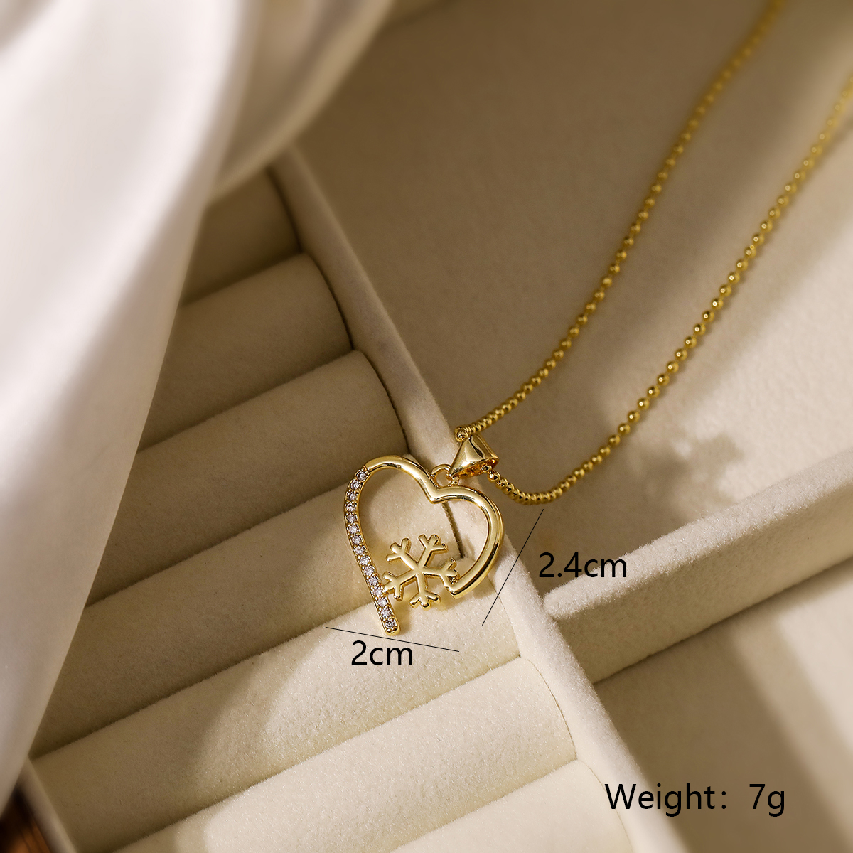 Simple Style Heart Shape Snowflake Copper Plating Inlay Zircon 18k Gold Plated Earrings Necklace Jewelry Set display picture 2
