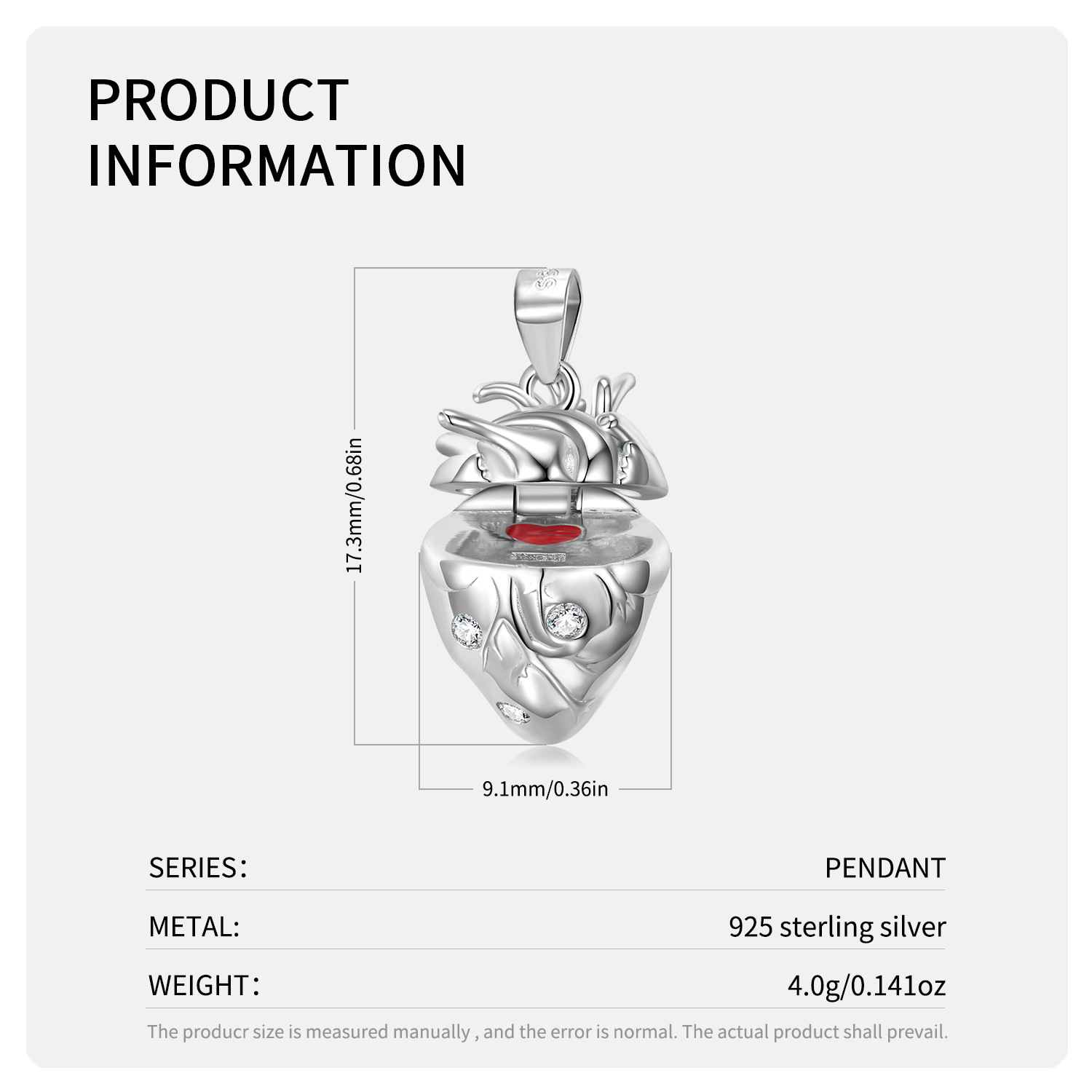 Streetwear Heart Shape Sterling Silver Plating Inlay Zircon Jewelry Accessories display picture 3