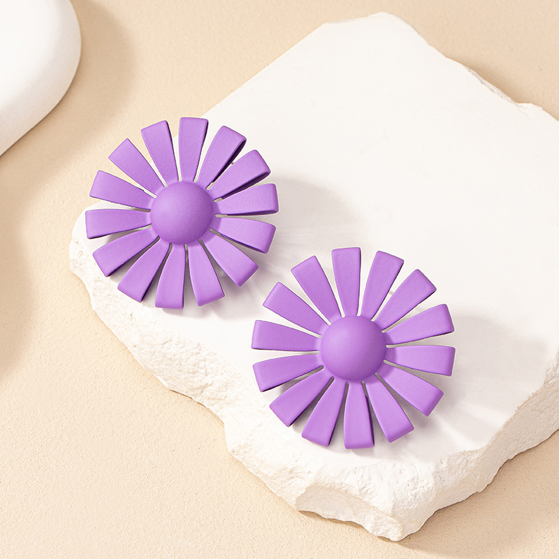 1 Pair Simple Style Flower Spray Paint Alloy Ear Studs display picture 4