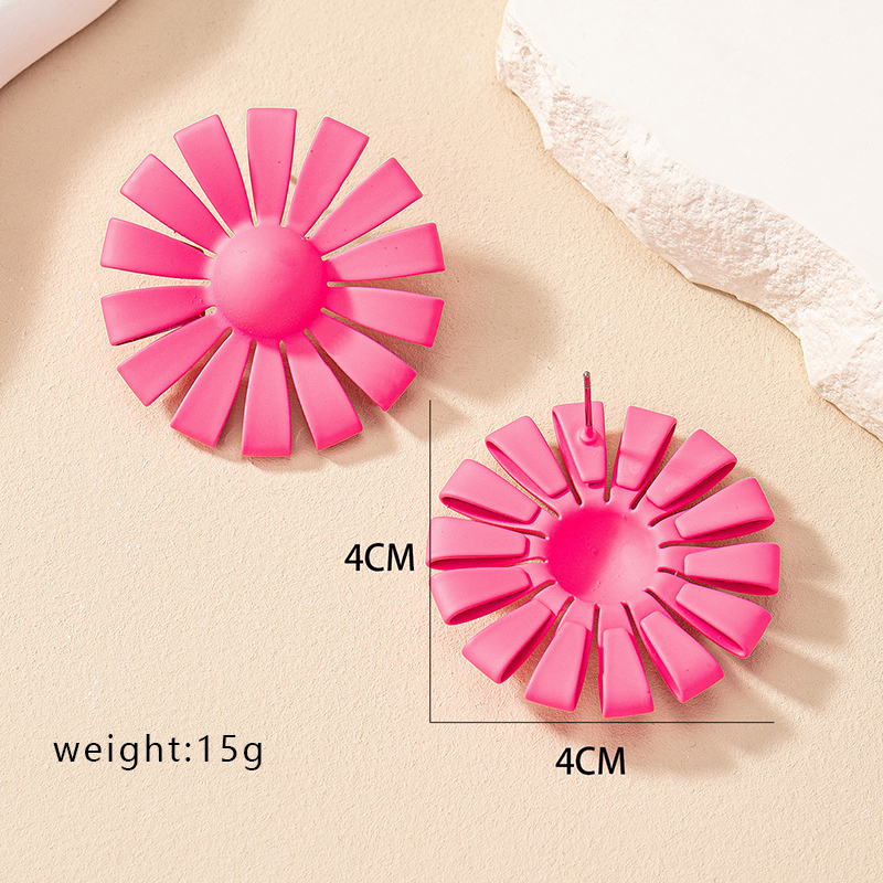 1 Pair Simple Style Flower Spray Paint Alloy Ear Studs display picture 15