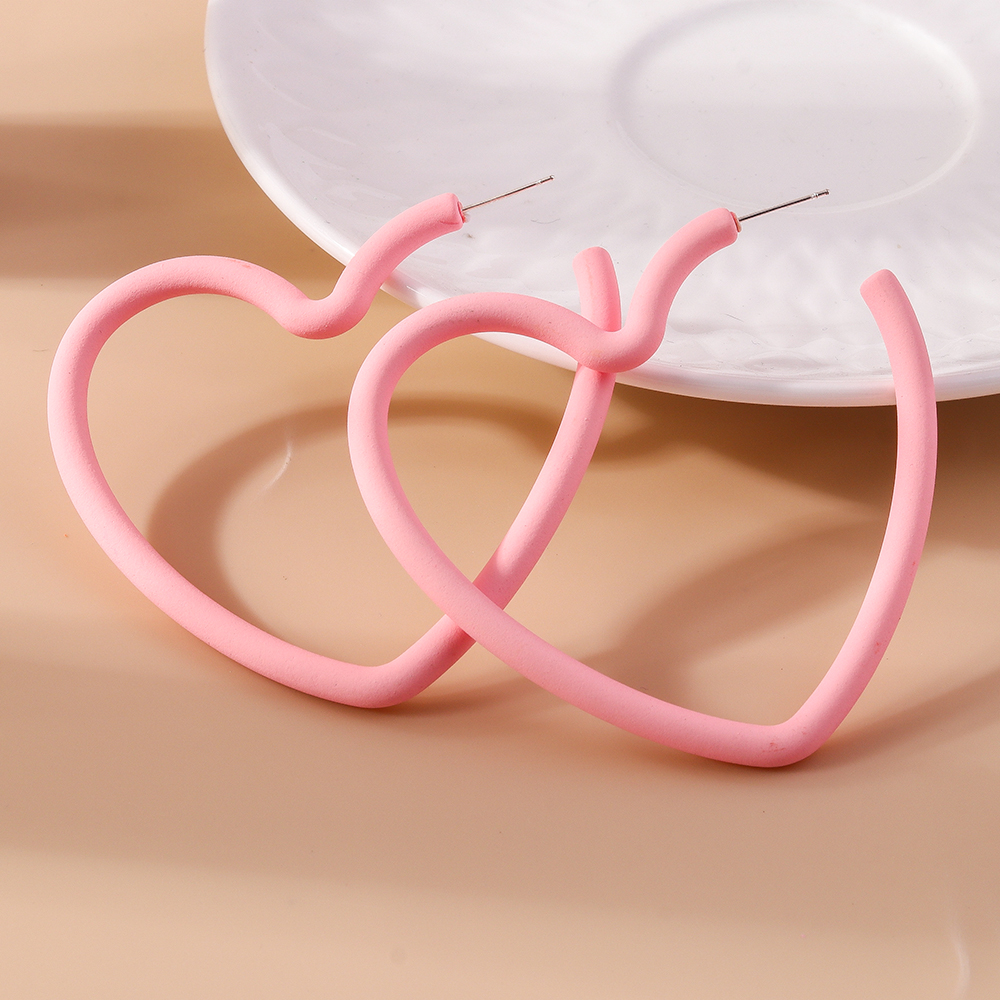 1 Pair Solid Color Heart Shape Plastic Ear Studs display picture 5