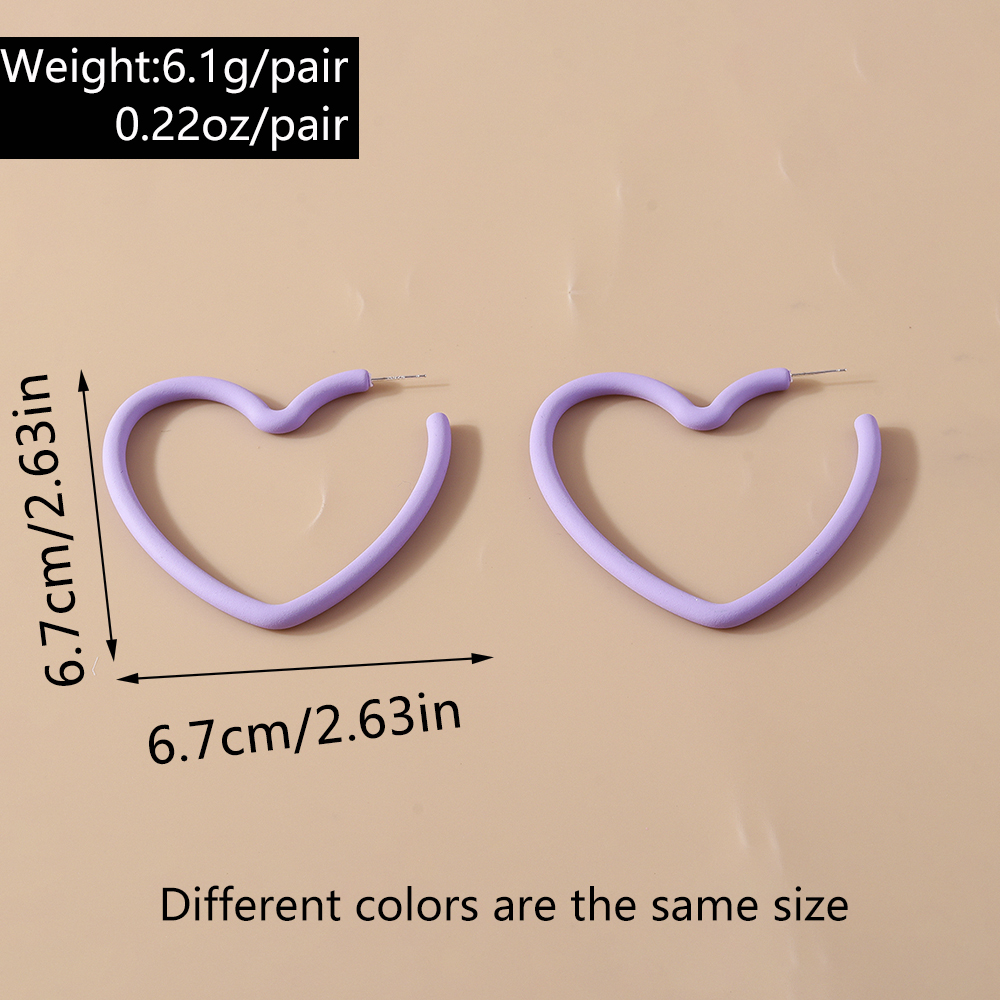 1 Pair Solid Color Heart Shape Plastic Ear Studs display picture 15