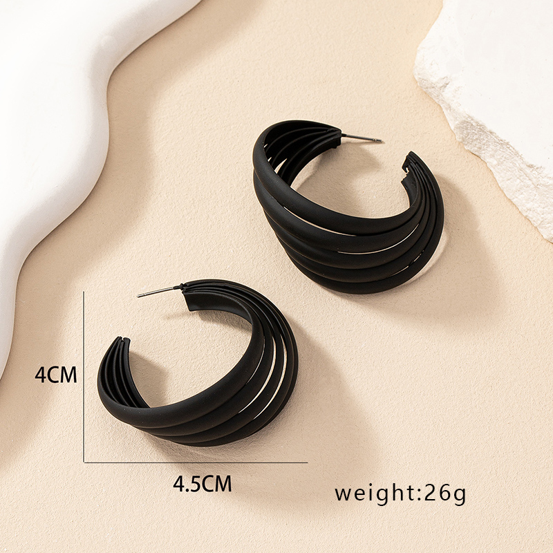 1 Pair Simple Style Round Plating Iron Ear Studs display picture 6