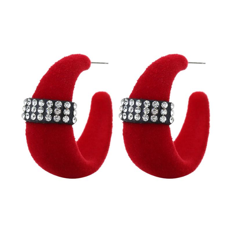 Wholesale Jewelry Vintage Style Color Block Flocking Rhinestone Ear Studs display picture 3