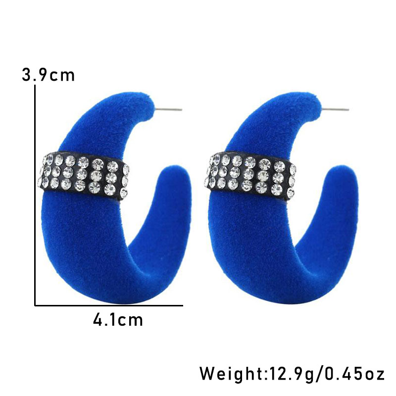Wholesale Jewelry Vintage Style Color Block Flocking Rhinestone Ear Studs display picture 8