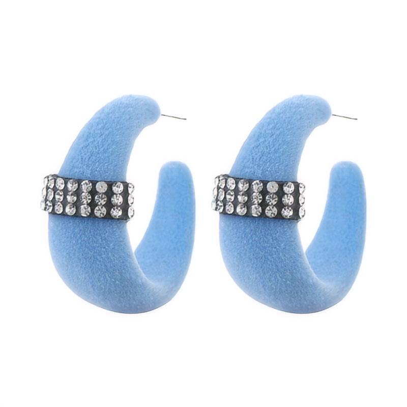 Wholesale Jewelry Vintage Style Color Block Flocking Rhinestone Ear Studs display picture 1