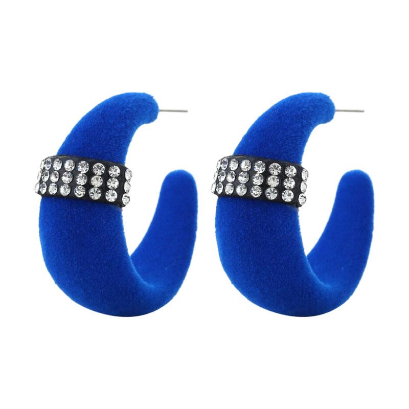 Wholesale Jewelry Vintage Style Color Block Flocking Rhinestone Ear Studs display picture 2