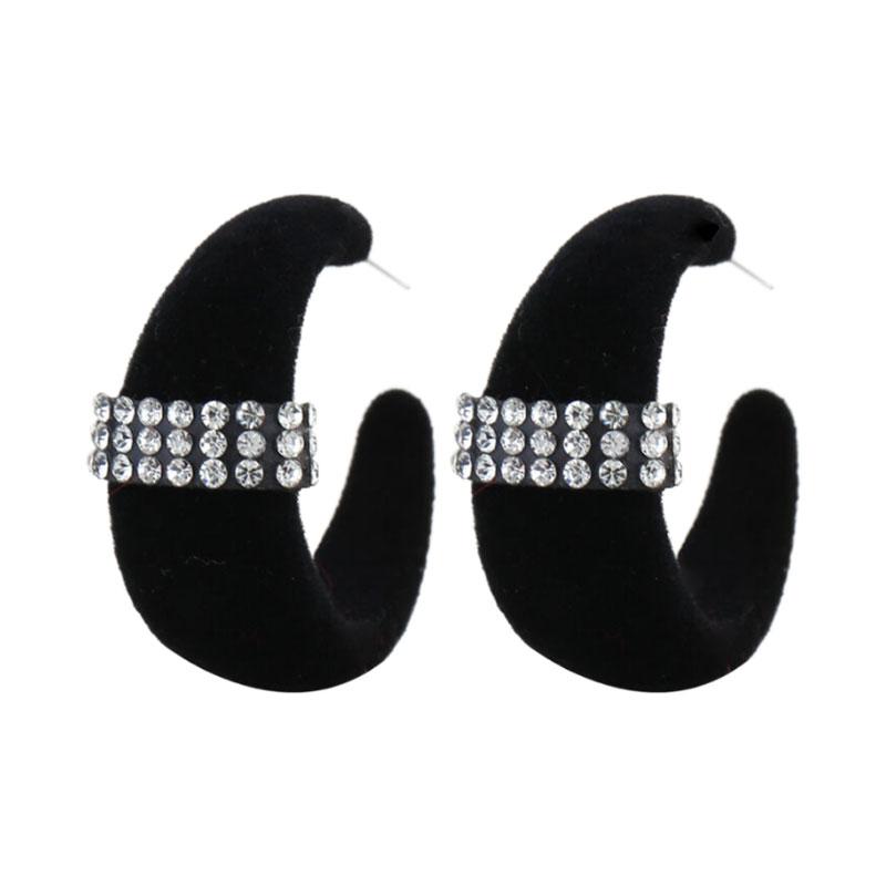 Wholesale Jewelry Vintage Style Color Block Flocking Rhinestone Ear Studs display picture 4