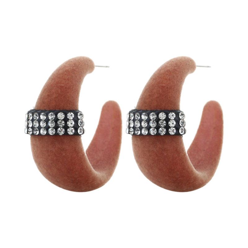 Wholesale Jewelry Vintage Style Color Block Flocking Rhinestone Ear Studs display picture 5