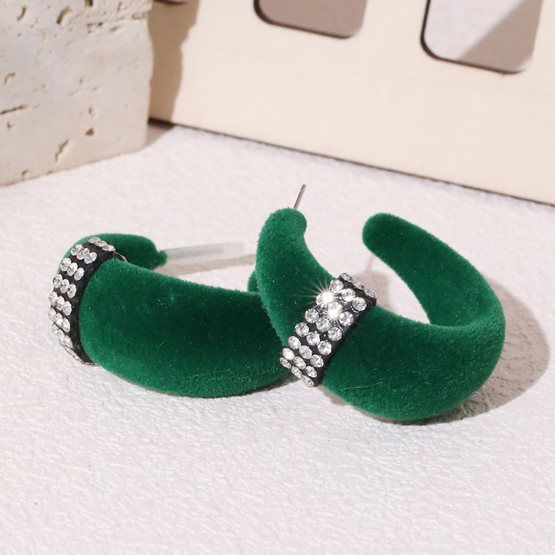 Wholesale Jewelry Vintage Style Color Block Flocking Rhinestone Ear Studs display picture 11