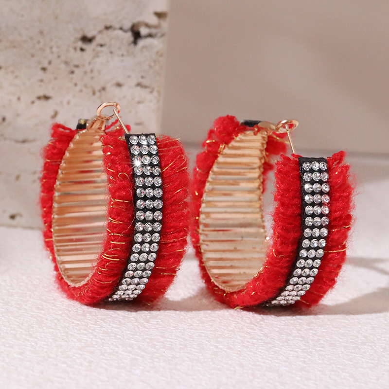 Wholesale Jewelry Commute Geometric Alloy Knit Rhinestones Inlay Earrings display picture 7