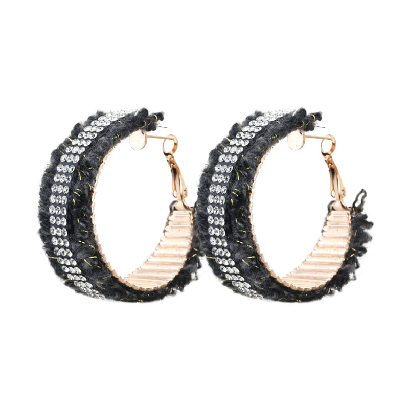 Wholesale Jewelry Commute Geometric Alloy Knit Rhinestones Inlay Earrings display picture 1