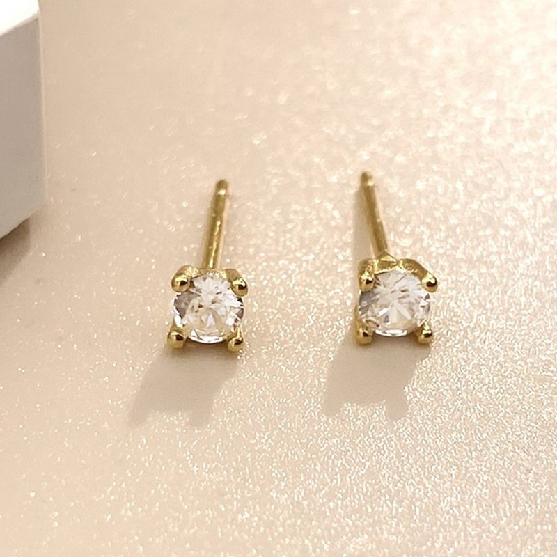 1 Pair Elegant Solid Color Plating Inlay Sterling Silver Zircon Silver Plated Ear Studs display picture 4