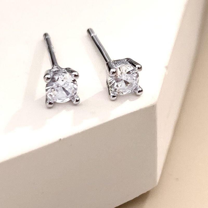 1 Pair Elegant Solid Color Plating Inlay Sterling Silver Zircon Silver Plated Ear Studs display picture 5