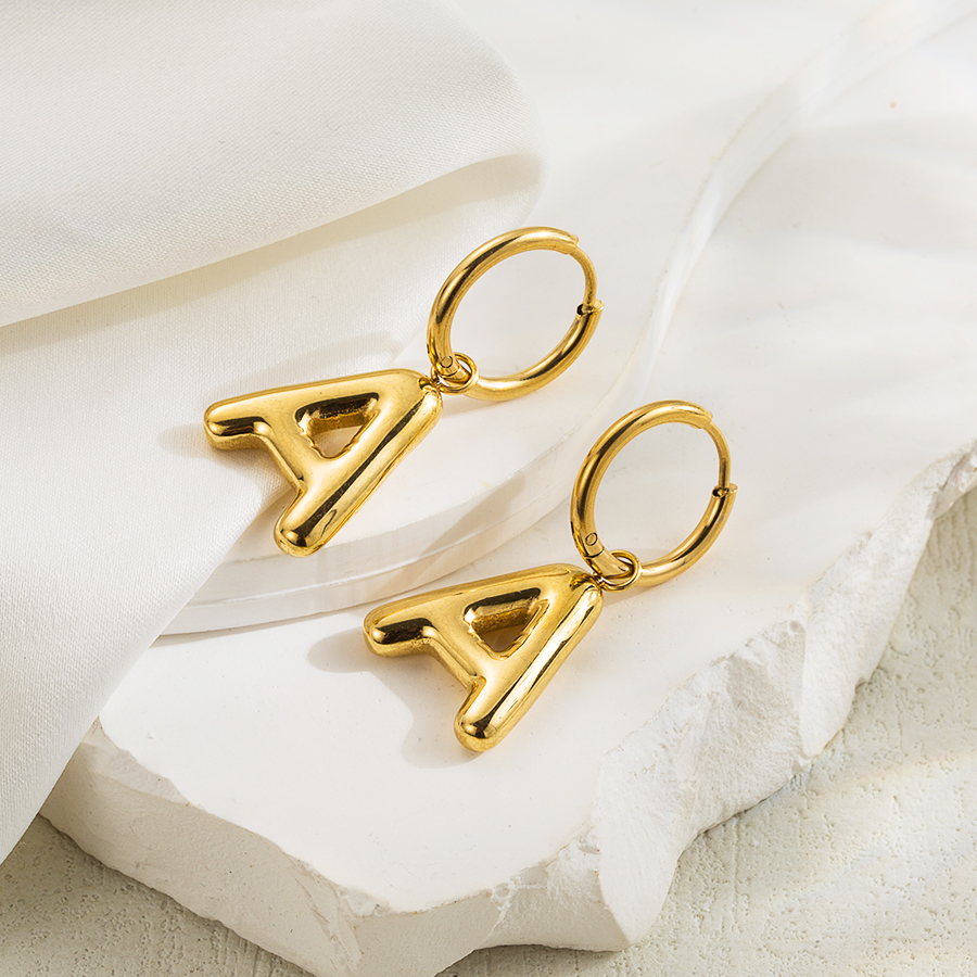 1 Pair Simple Style Letter Plating Stainless Steel 18k Gold Plated Ear Clip display picture 9
