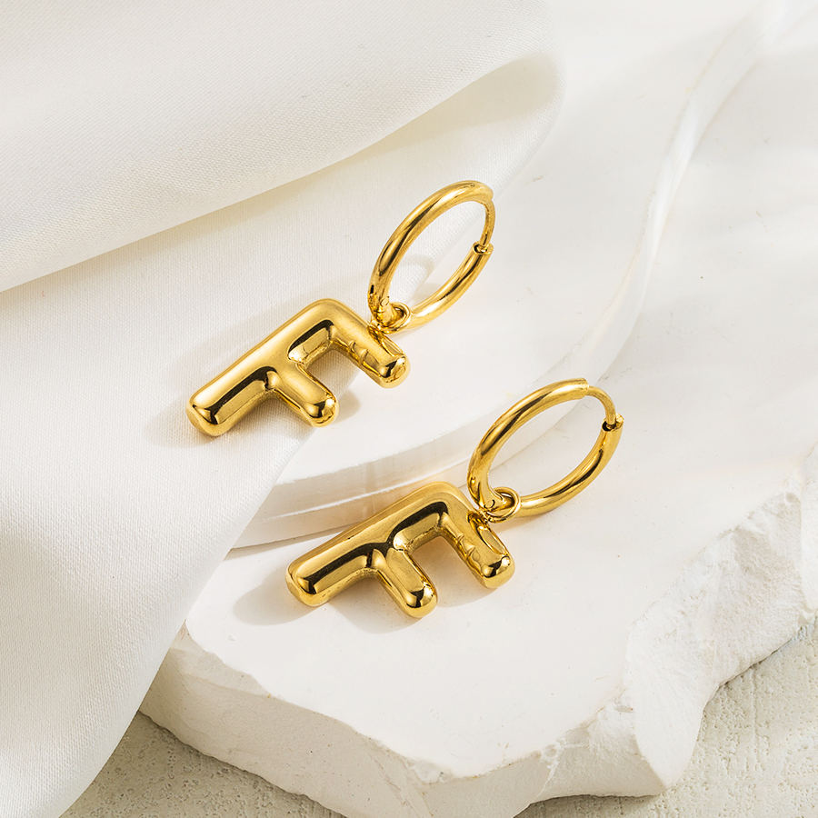 1 Pair Simple Style Letter Plating Stainless Steel 18k Gold Plated Ear Clip display picture 10
