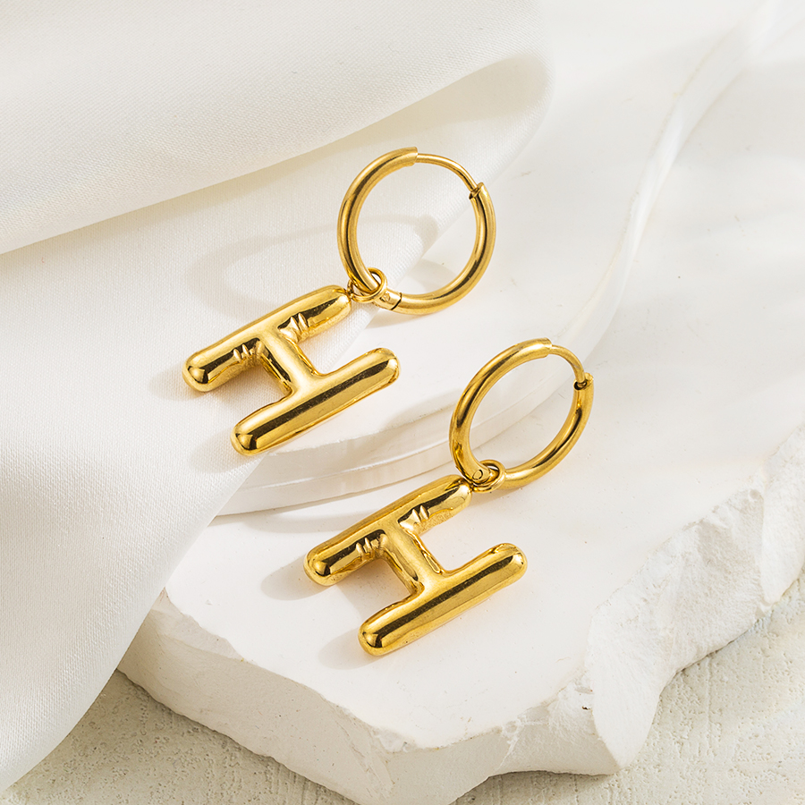1 Pair Simple Style Letter Plating Stainless Steel 18k Gold Plated Ear Clip display picture 13