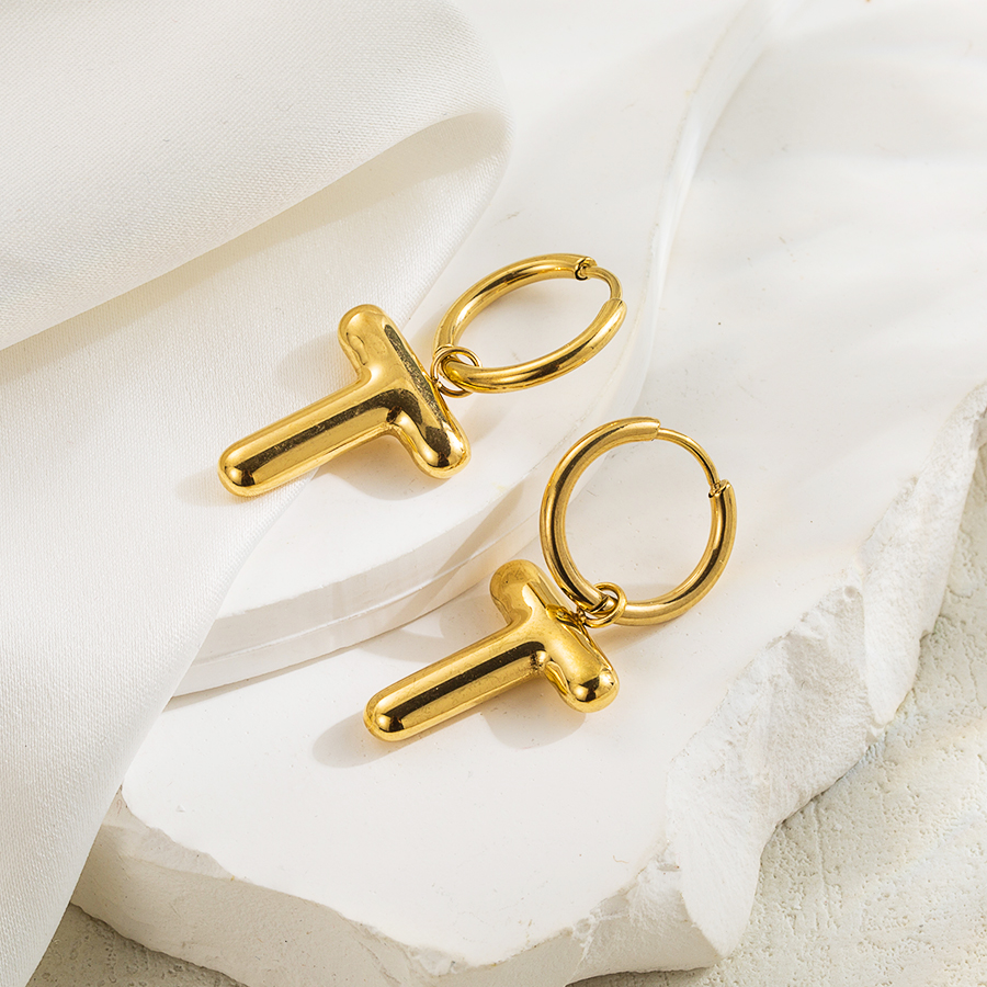 1 Pair Simple Style Letter Plating Stainless Steel 18k Gold Plated Ear Clip display picture 6