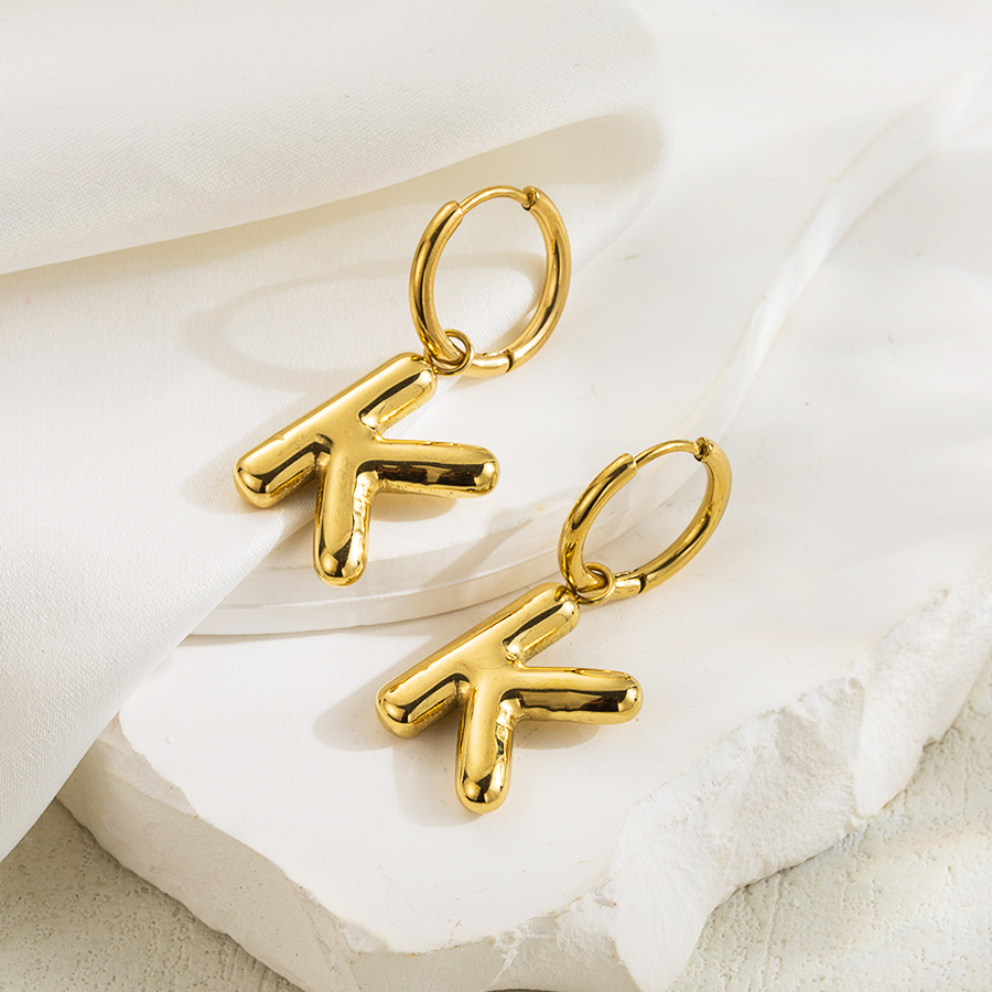1 Pair Simple Style Letter Plating Stainless Steel 18k Gold Plated Ear Clip display picture 1
