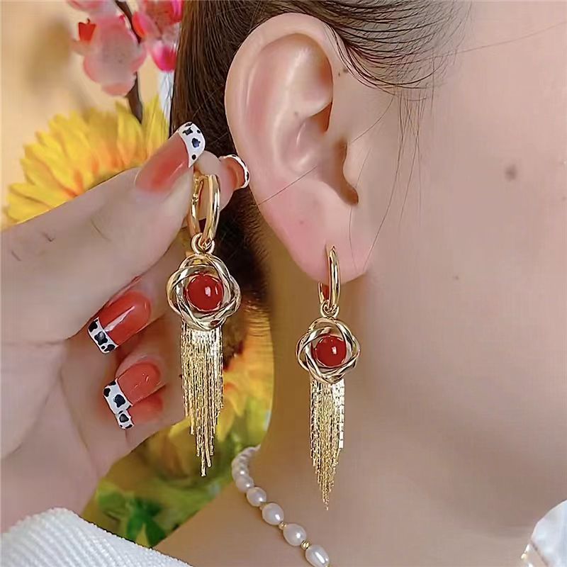 1 Pair Elegant Exaggerated Luxurious Geometric Tassel Alloy Gold Plated Drop Earrings display picture 4