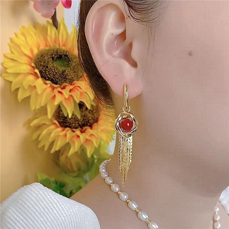 1 Pair Elegant Exaggerated Luxurious Geometric Tassel Alloy Gold Plated Drop Earrings display picture 1