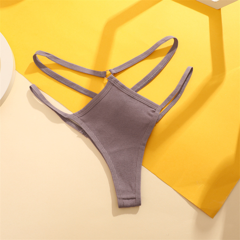 Solid Color Seamless Breathable Invisible Mid Waist Thong Panties display picture 27