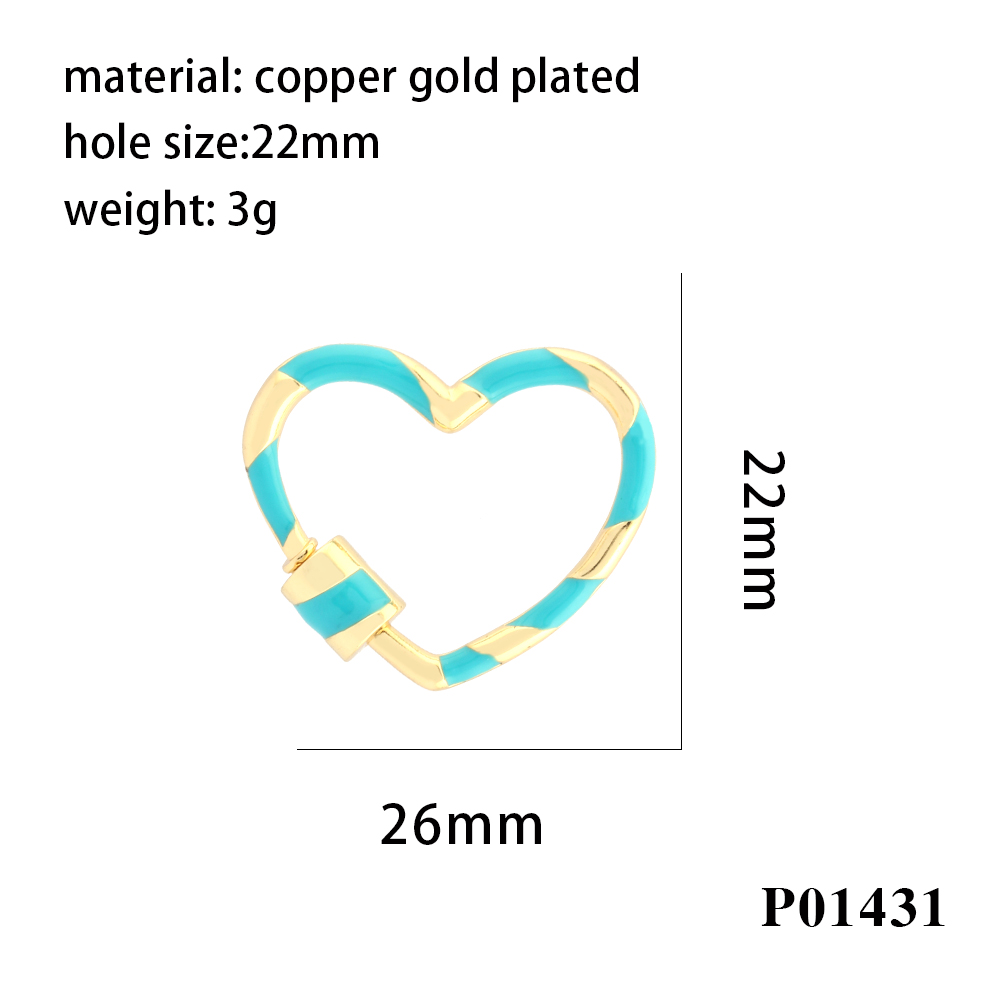 Romantic Sweet Round Oval Heart Shape Copper Enamel Plating 18k Gold Plated Charms display picture 8