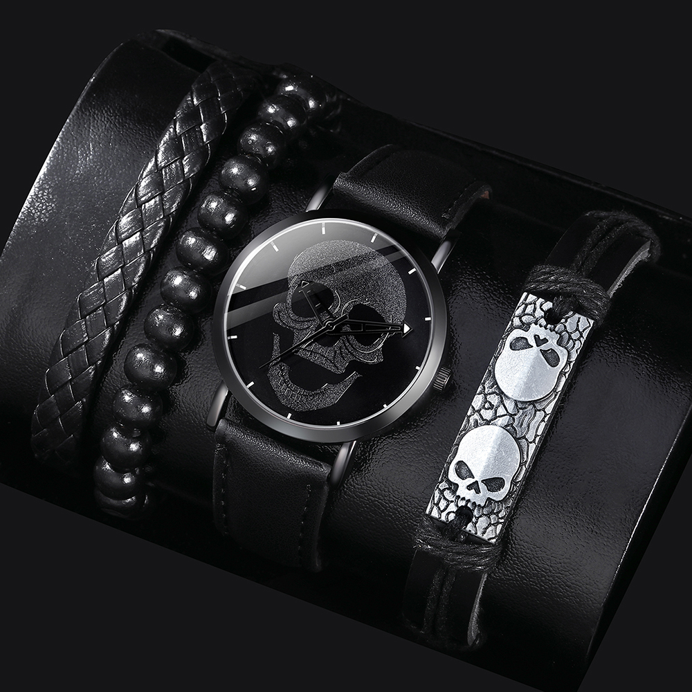 Funny Skull Buckle Quartz Men's Watches display picture 11