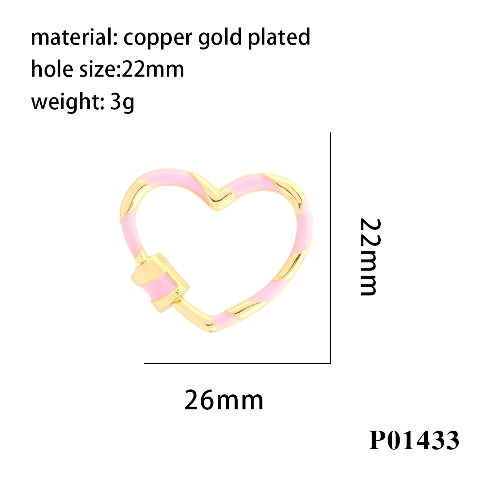 Romantic Sweet Round Oval Heart Shape Copper Enamel Plating 18k Gold Plated Charms display picture 13
