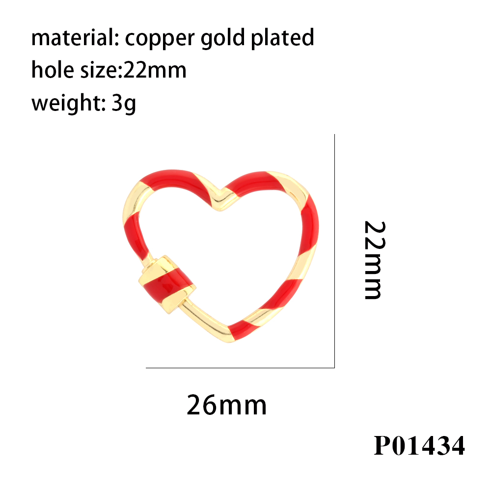 Romantic Sweet Round Oval Heart Shape Copper Enamel Plating 18k Gold Plated Charms display picture 12