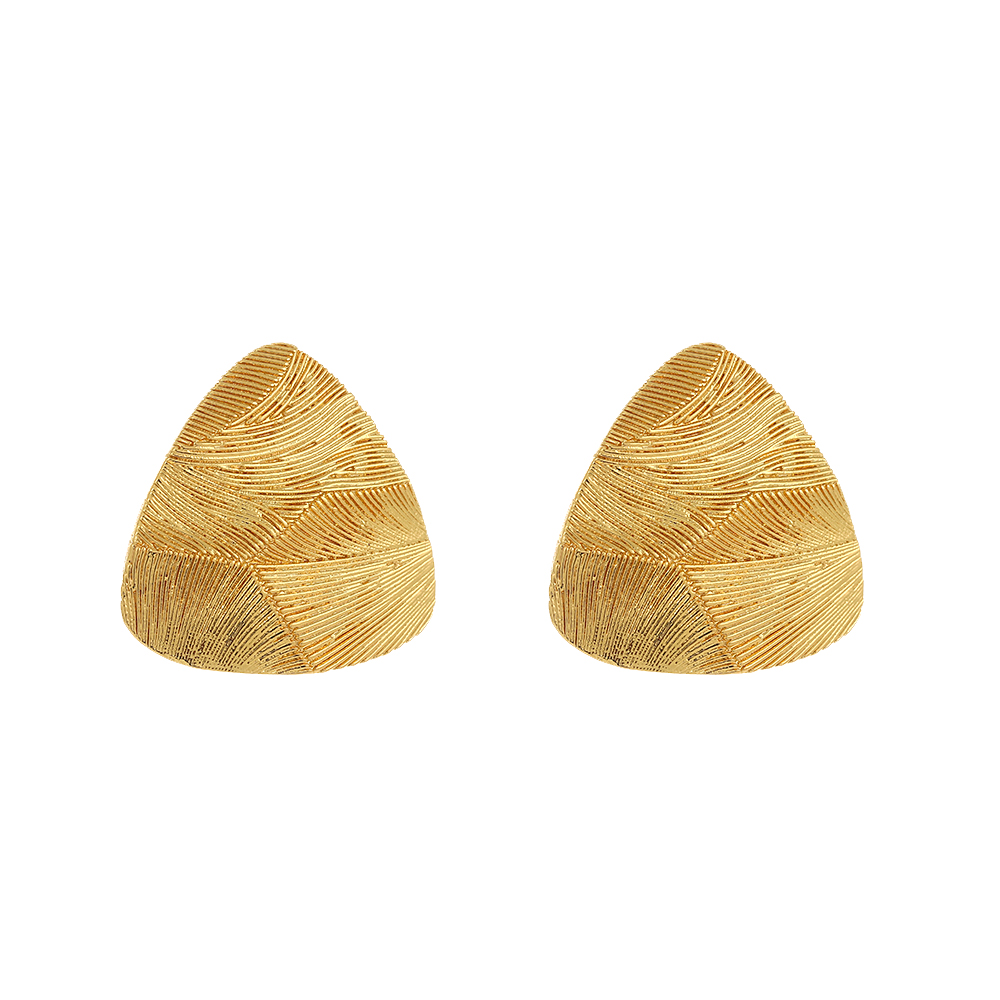 1 Pair Vintage Style Triangle Plating Copper Gold Plated Ear Studs display picture 1
