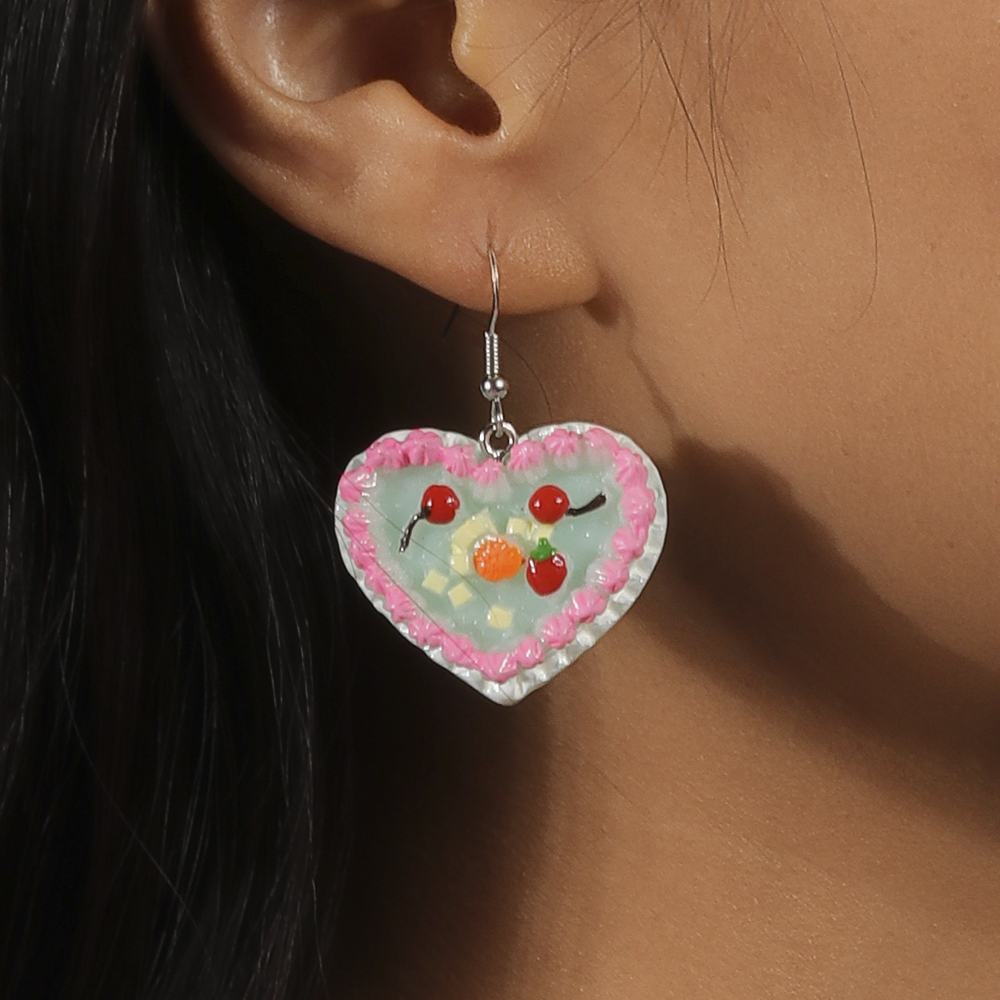 1 Pair Sweet Heart Shape Plastic Zinc Alloy Drop Earrings display picture 6
