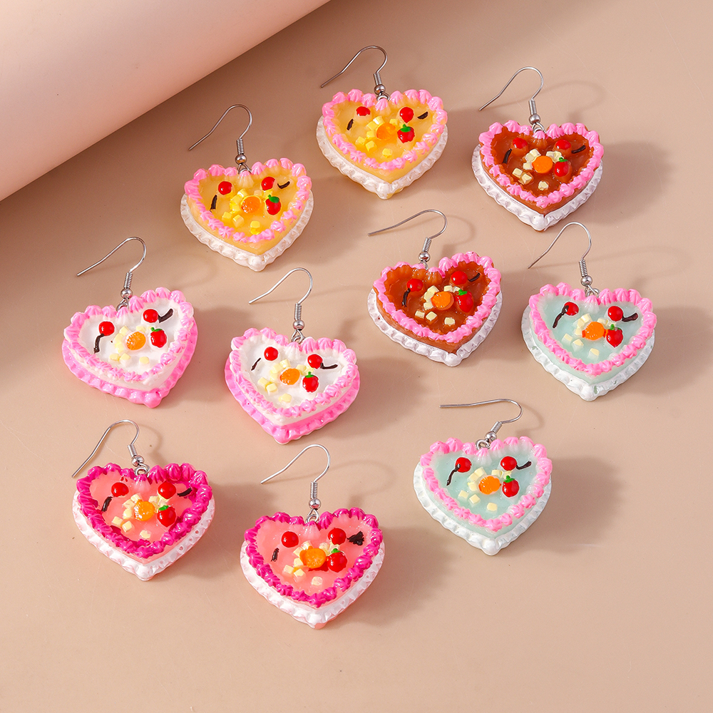 1 Pair Sweet Heart Shape Plastic Zinc Alloy Drop Earrings display picture 2