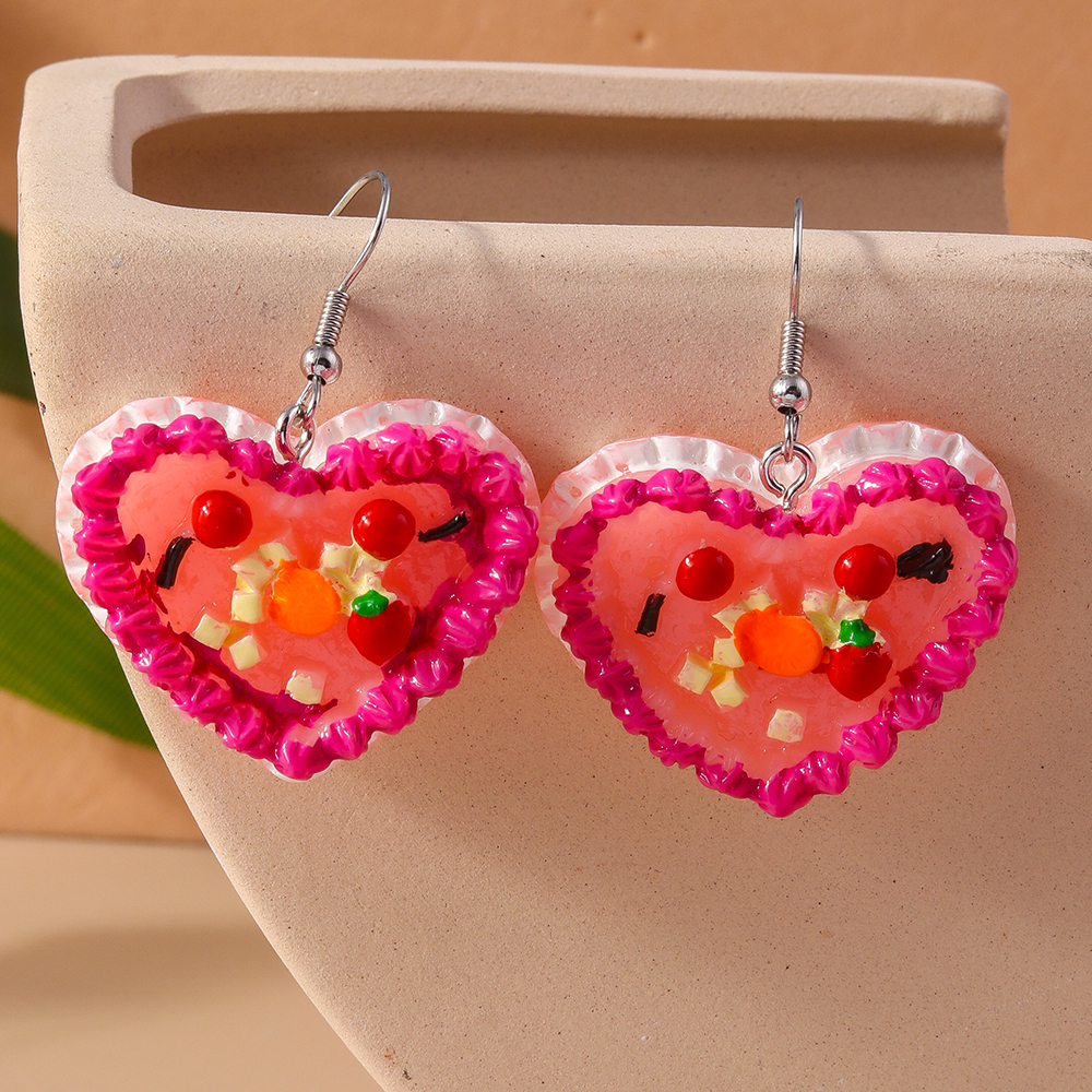 1 Pair Sweet Heart Shape Plastic Zinc Alloy Drop Earrings display picture 12