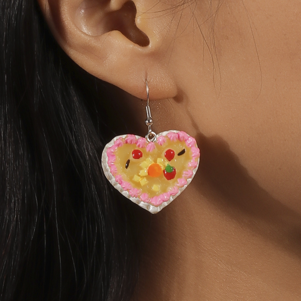 1 Pair Sweet Heart Shape Plastic Zinc Alloy Drop Earrings display picture 8