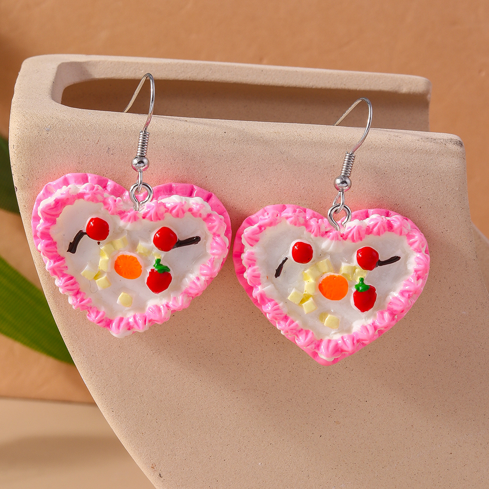1 Pair Sweet Heart Shape Plastic Zinc Alloy Drop Earrings display picture 9