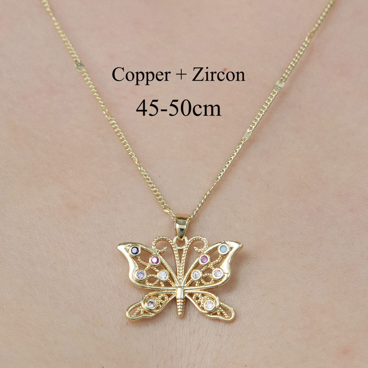 Le Cuivre Style Simple Placage Incruster Tortue Forme De Cœur Papillon Zircon Pendentif display picture 3