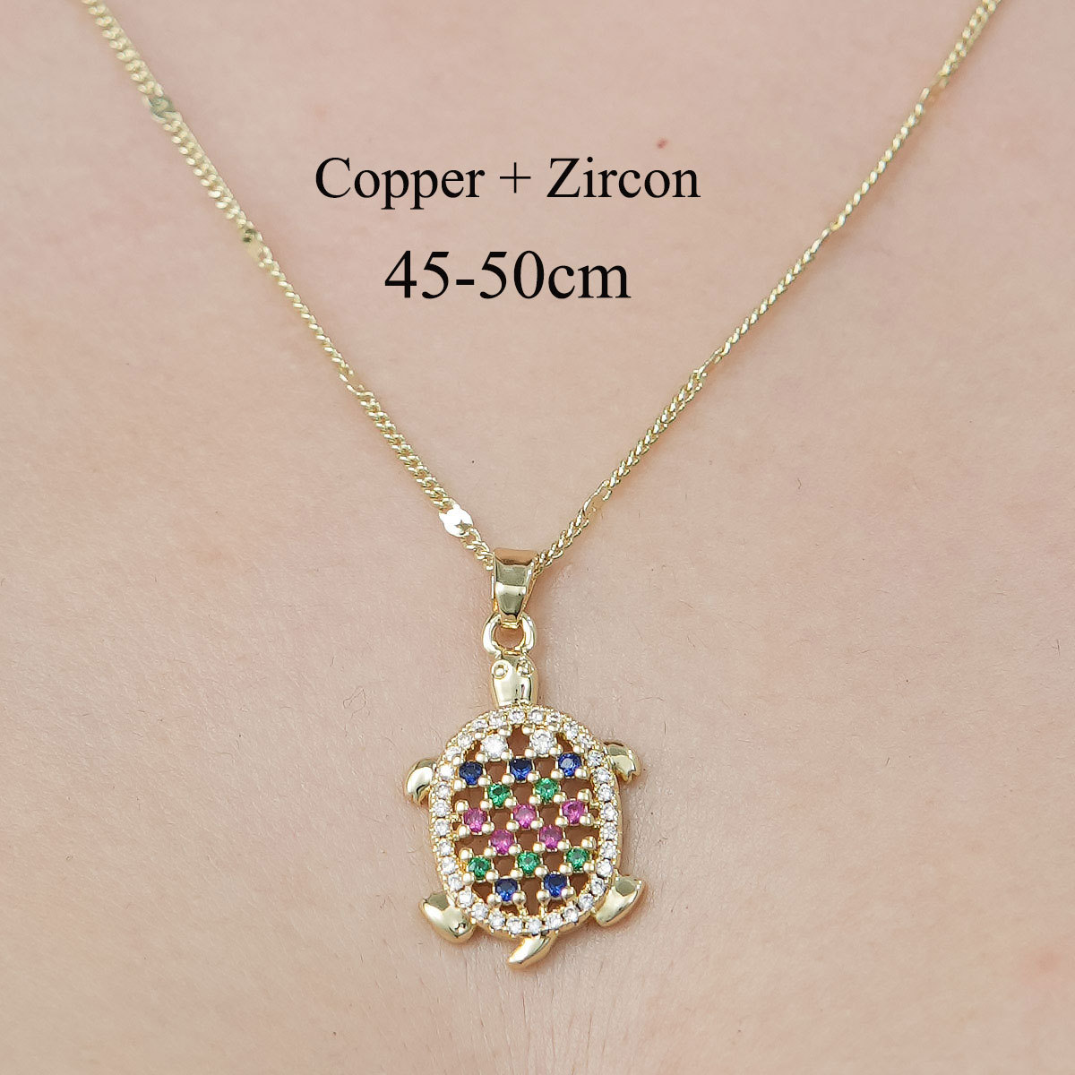 Copper Simple Style Plating Inlay Tortoise Heart Shape Butterfly Zircon Pendant Necklace display picture 9