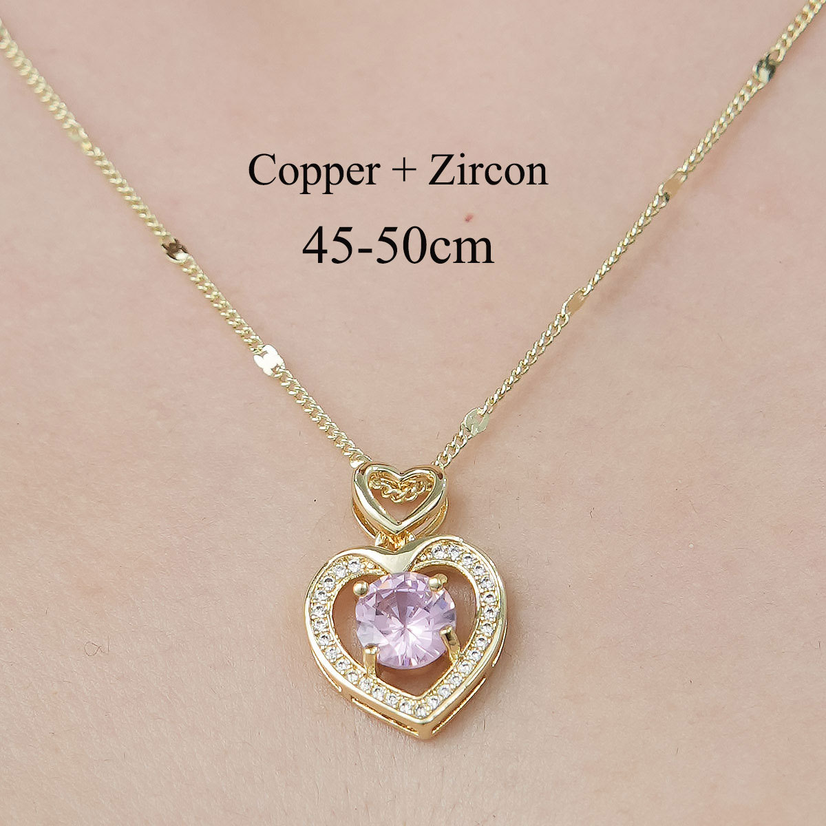 Copper Simple Style Plating Inlay Tortoise Heart Shape Butterfly Zircon Pendant Necklace display picture 12