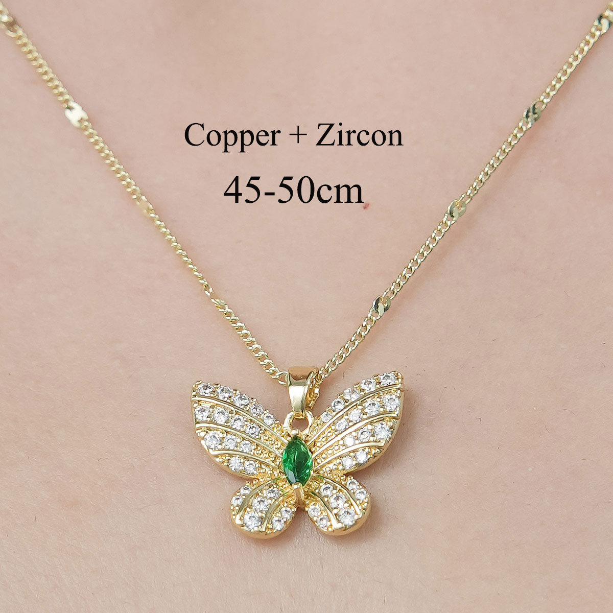 Copper Simple Style Plating Inlay Tortoise Heart Shape Butterfly Zircon Pendant Necklace display picture 21
