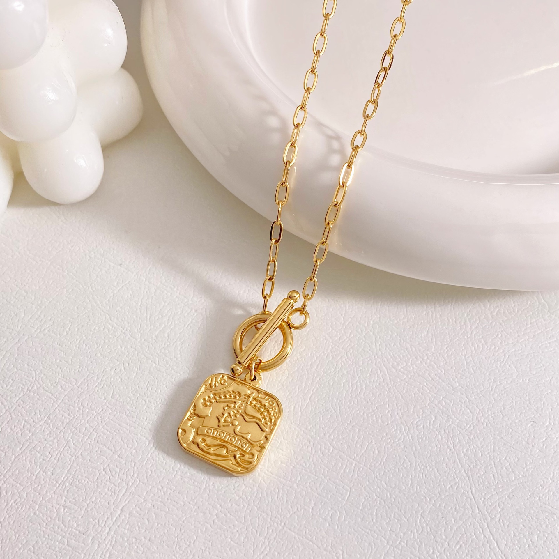 304 Stainless Steel 16K Gold Plated White Gold Plated Gold Plated Retro Plating Number Pendant Necklace display picture 4