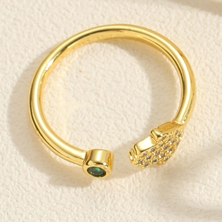 Elegant Dame Einfacher Stil Hexagramm Kupfer Überzug Inlay Zirkon 14 Karat Vergoldet Offener Ring display picture 9