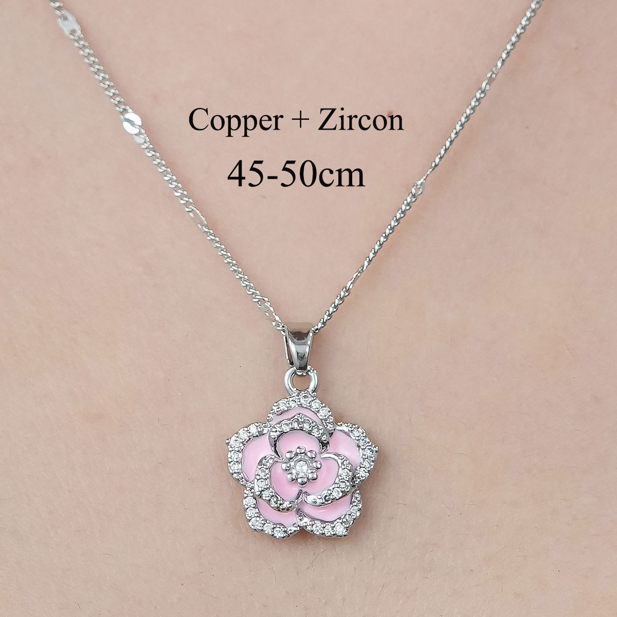 Copper Simple Style Plating Inlay Heart Shape Butterfly Leaves Zircon Pendant Necklace display picture 7