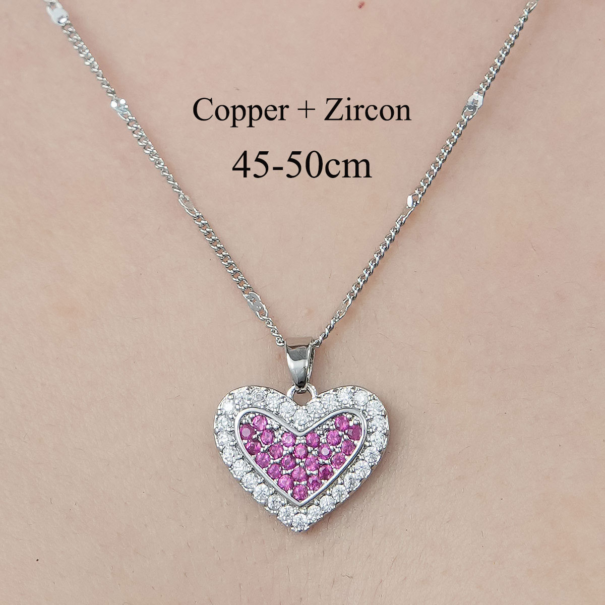 Copper Simple Style Plating Inlay Heart Shape Butterfly Leaves Zircon Pendant Necklace display picture 22