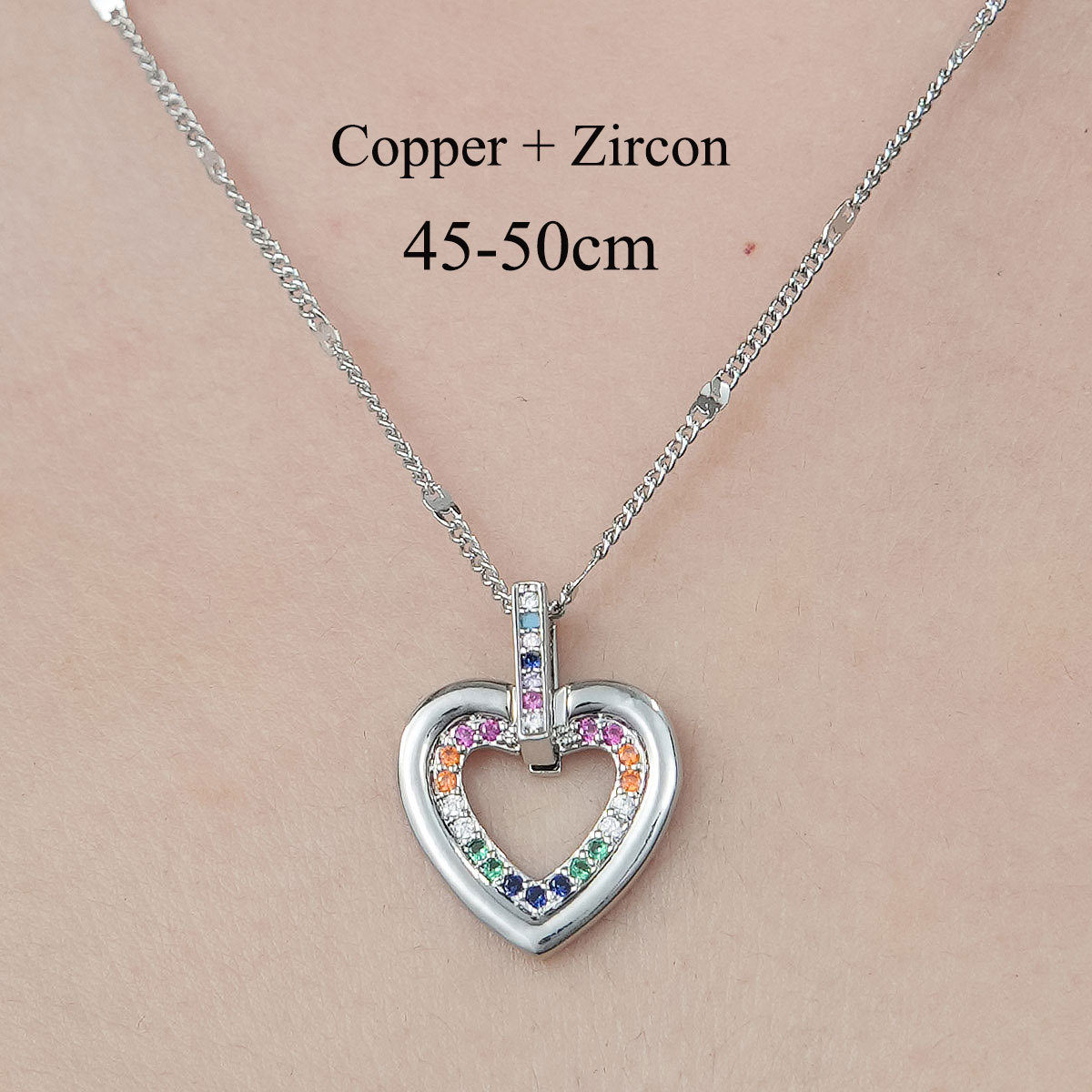 Copper Simple Style Plating Inlay Heart Shape Butterfly Leaves Zircon Pendant Necklace display picture 25