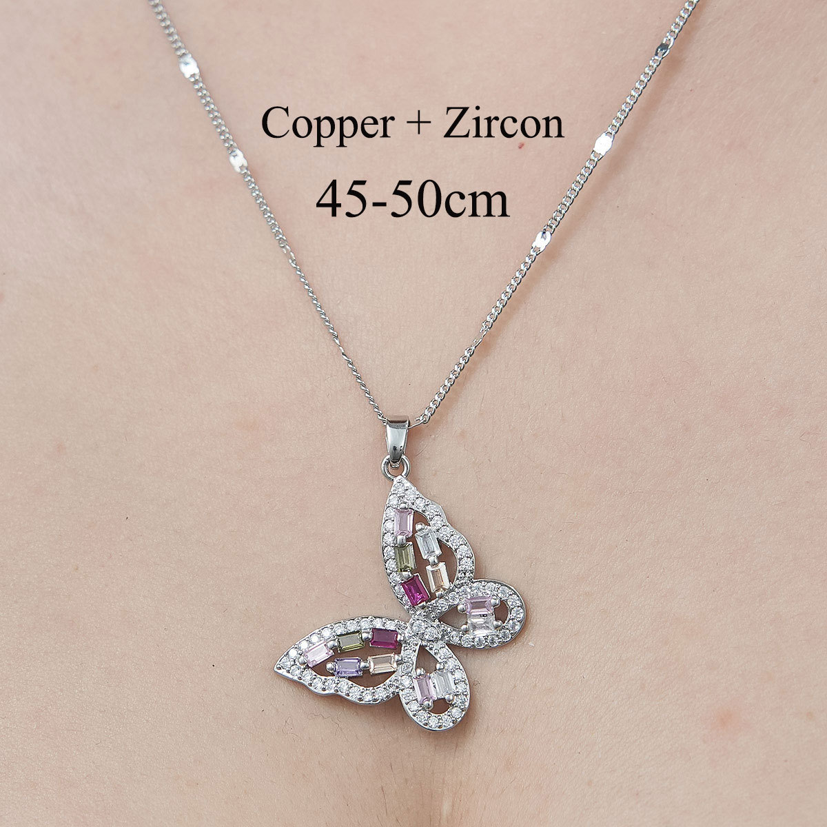 Copper Simple Style Plating Inlay Heart Shape Butterfly Leaves Zircon Pendant Necklace display picture 31