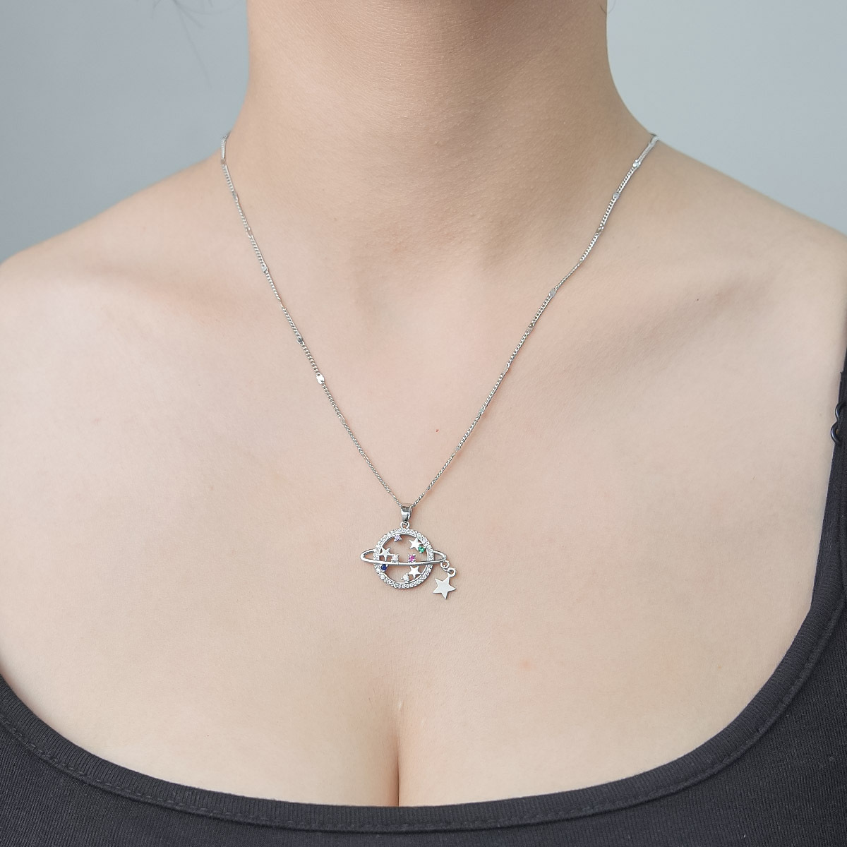 Style Simple L'oeil Du Diable Star Fleur Le Cuivre Placage Incruster Zircon Pendentif display picture 15