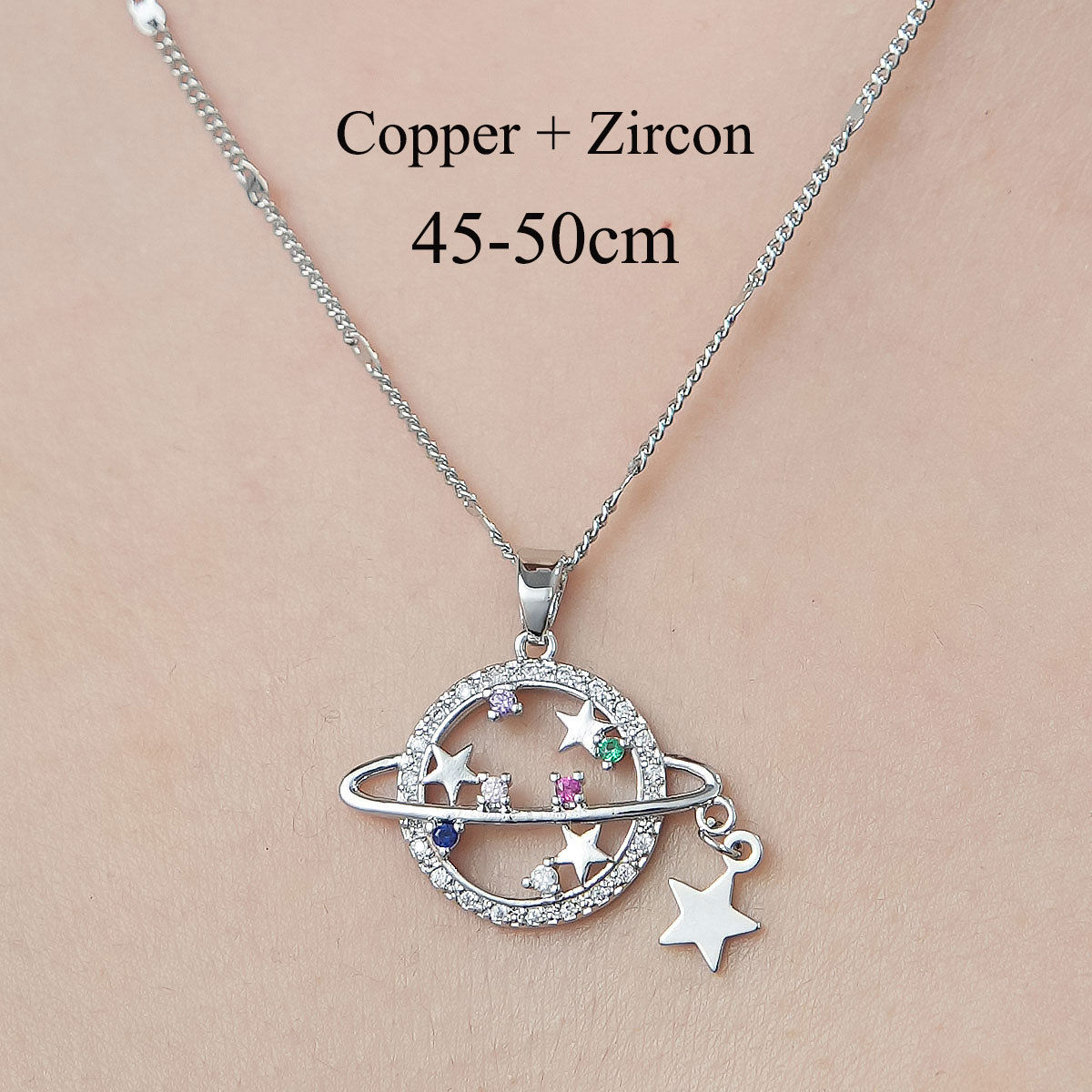 Simple Style Devil's Eye Star Flower Copper Plating Inlay Zircon Pendant Necklace display picture 16