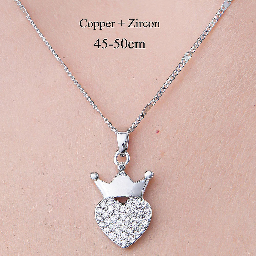 201 Stainless Steel Zircon Simple Style Polishing Plating Inlay Cross Heart Shape Crown Zircon Pendant Necklace display picture 22