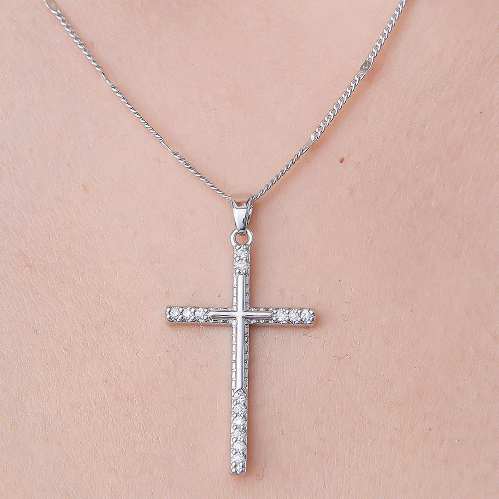 201 Stainless Steel Zircon Simple Style Polishing Plating Inlay Cross Heart Shape Crown Zircon Pendant Necklace display picture 23